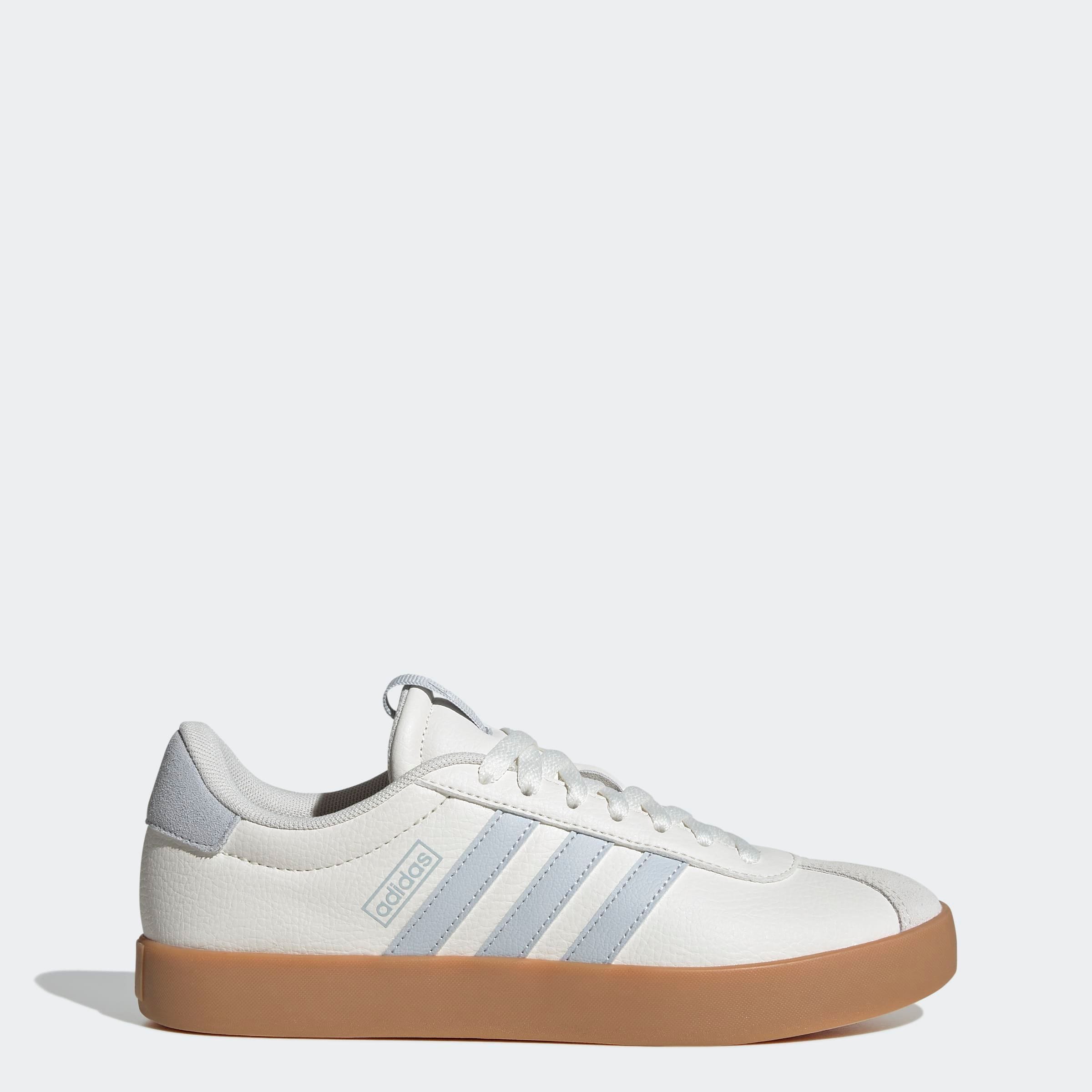 Sneaker ADIDAS SPORTSWEAR "VL COURT 3.0", Damen, Gr. 43, core weiß, halo blau, gum 3, Leder, Synthetik, Schuhe Sneaker