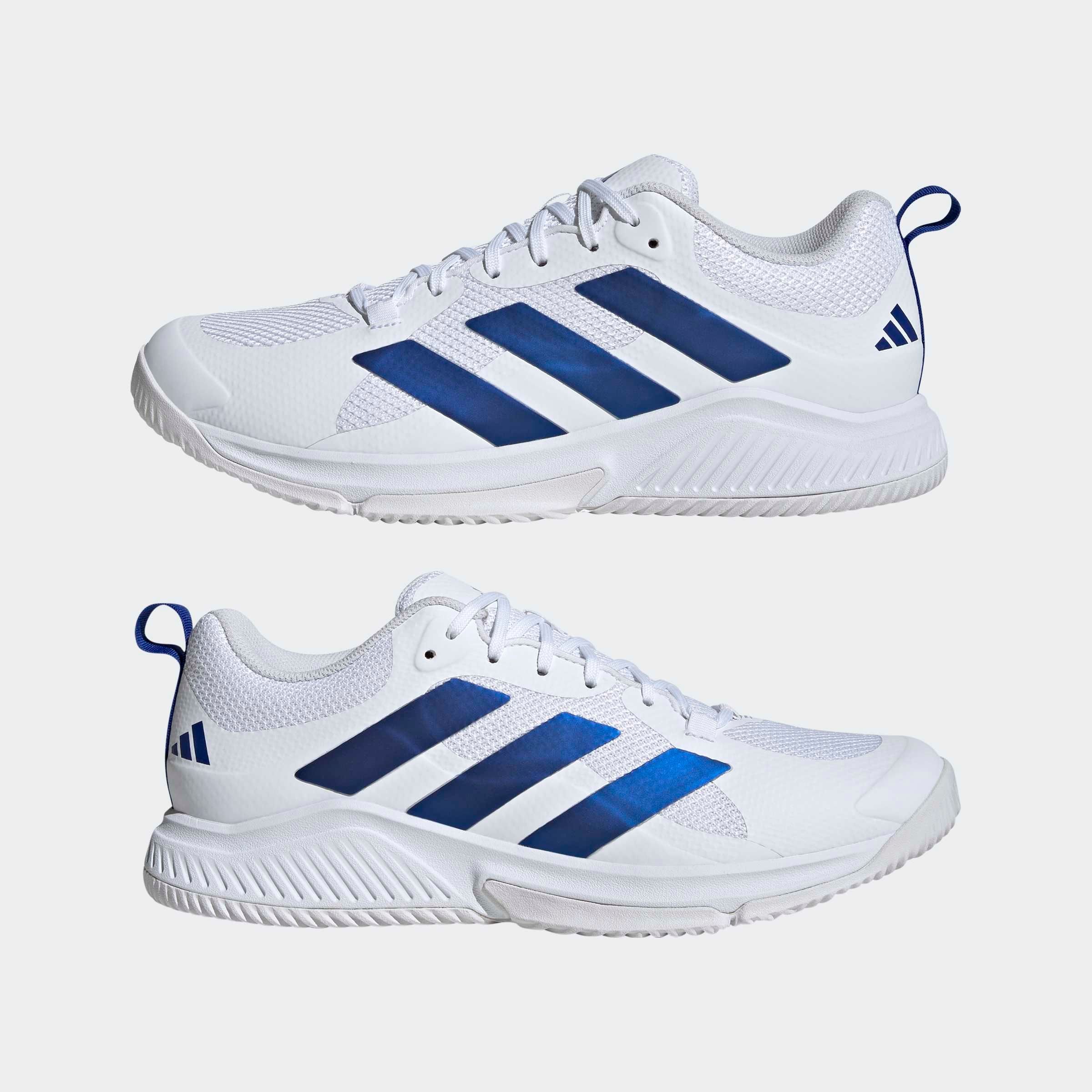 Hallenschuh ADIDAS PERFORMANCE "COURT TEAM BOUNCE 2.0", Herren, Gr. 42, cloud weiß, royal blau, cloud weiß, Synthetik, Textil, Schuhe Hallenschuh