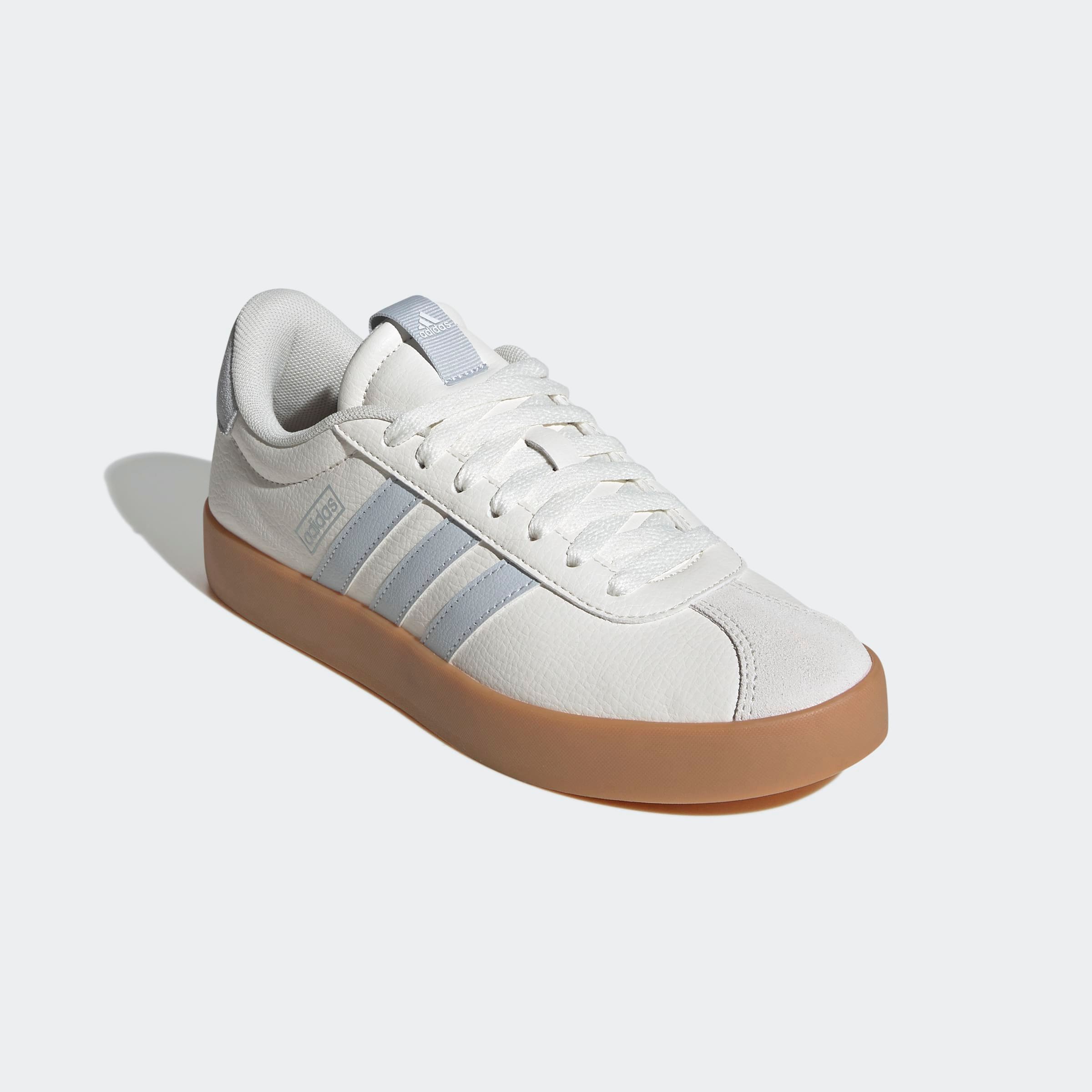 Sneaker ADIDAS SPORTSWEAR "VL COURT 3.0", Damen, Gr. 42, core weiß, halo blau, gum 3, Leder, Synthetik, Schuhe Sneaker