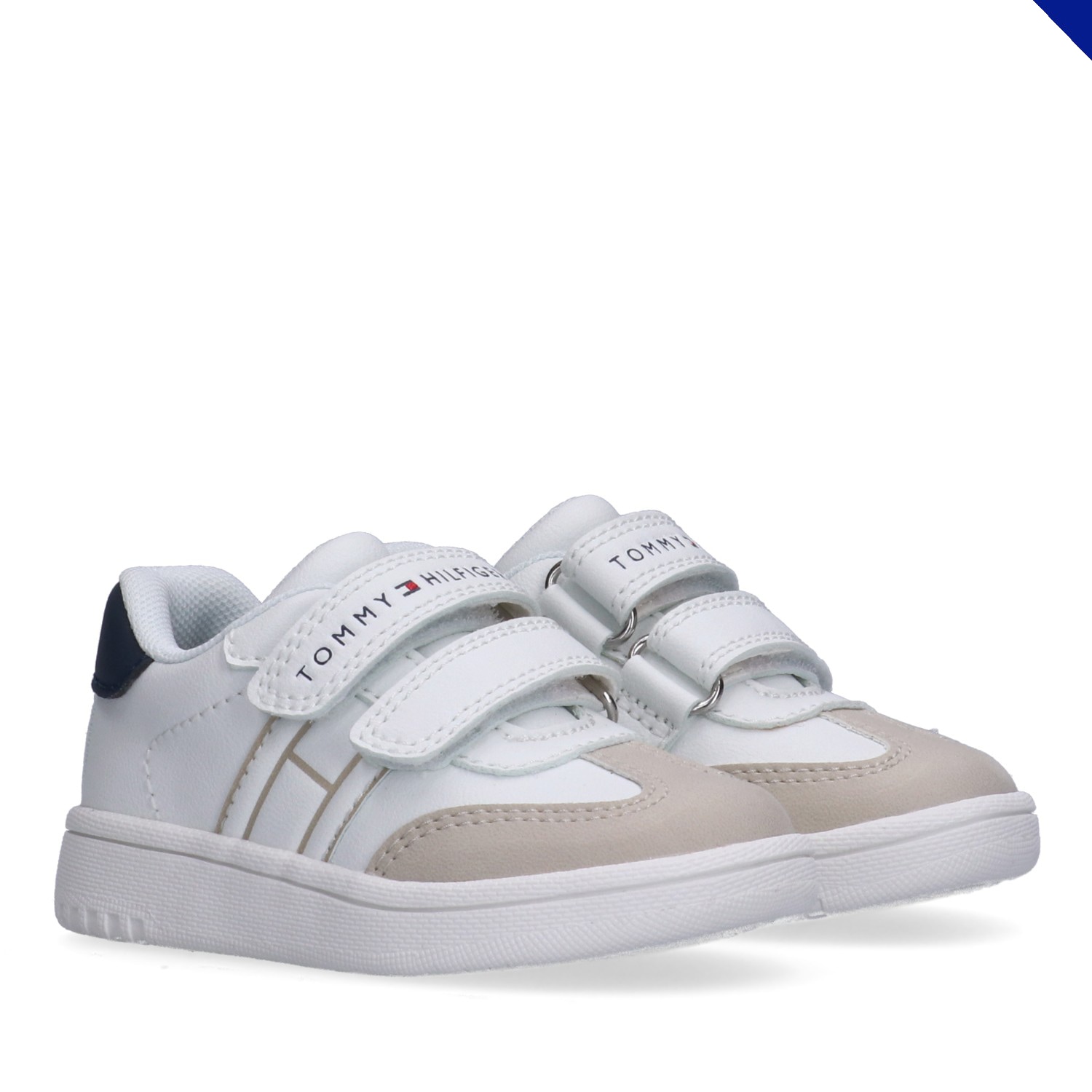 Sneaker TOMMY HILFIGER, Damen, Gr. 25, beige, weiß, blau, Lederimitat, Schuhe Sneaker
