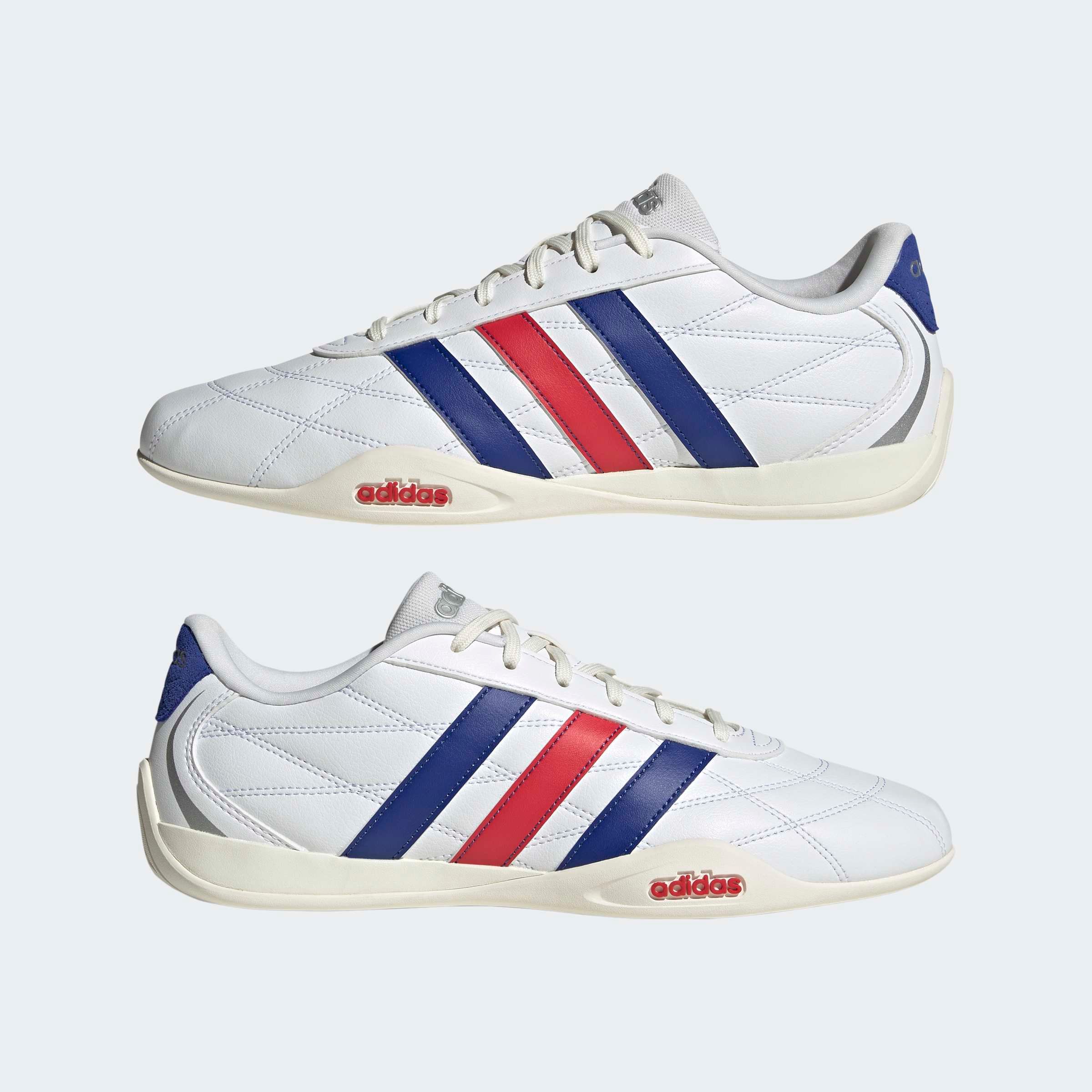 Sneaker ADIDAS SPORTSWEAR "GROUNDPULSE", Herren, Gr. 42, cloud weiß, semi lucid blau, pure ruby, Leder, Synthetik, Schuhe Sneaker