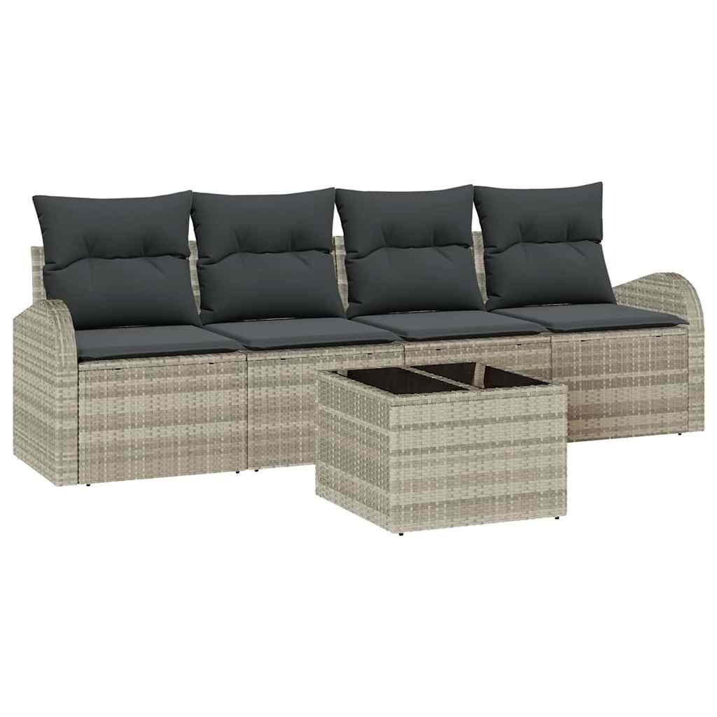vidaXL Garten-Sofa-Set mit Kissen 5 pcs Hellgrau und Dunkelgrau Image