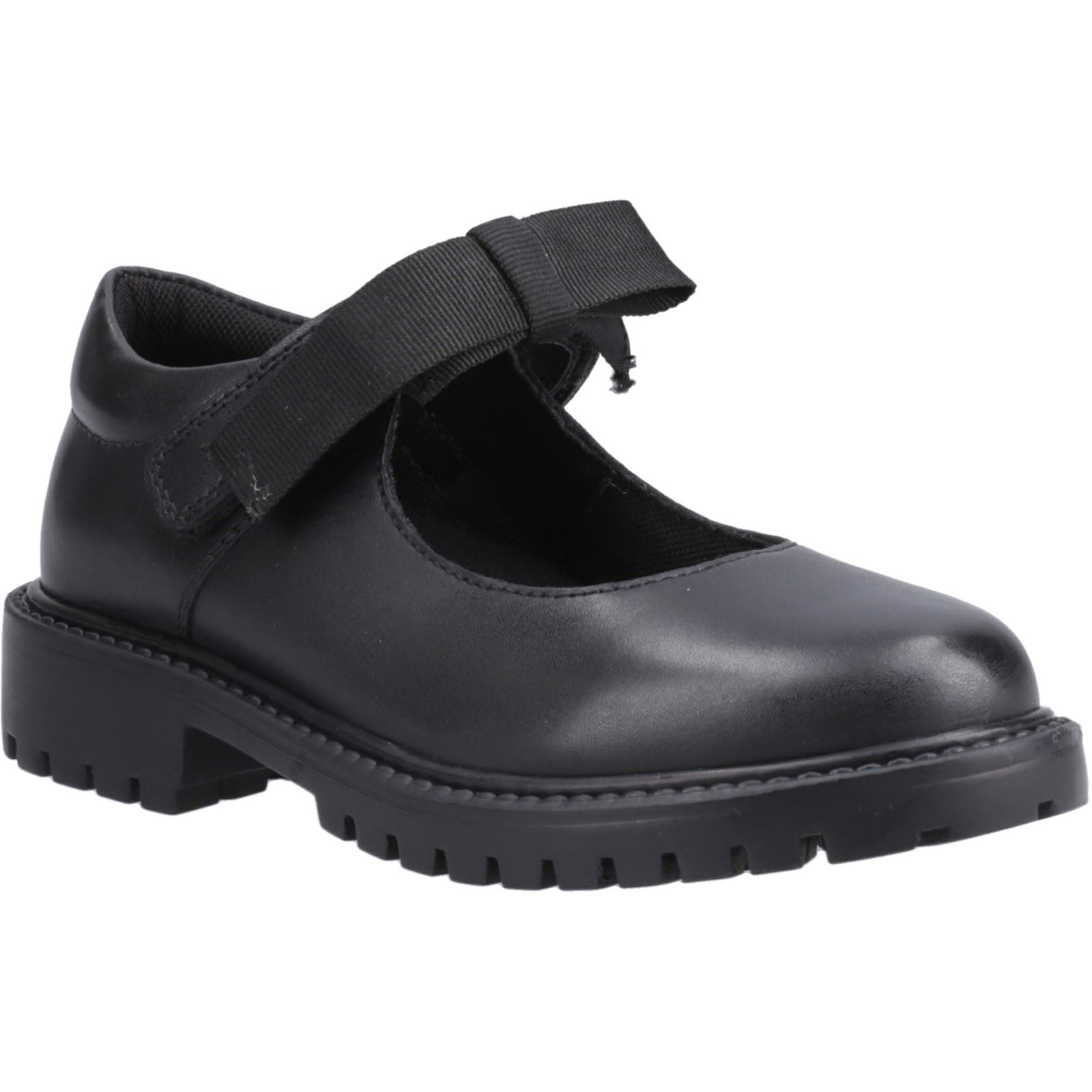 Hush Puppies Astrid Schleifen Leder Mädchen schwarze Schuhe Image