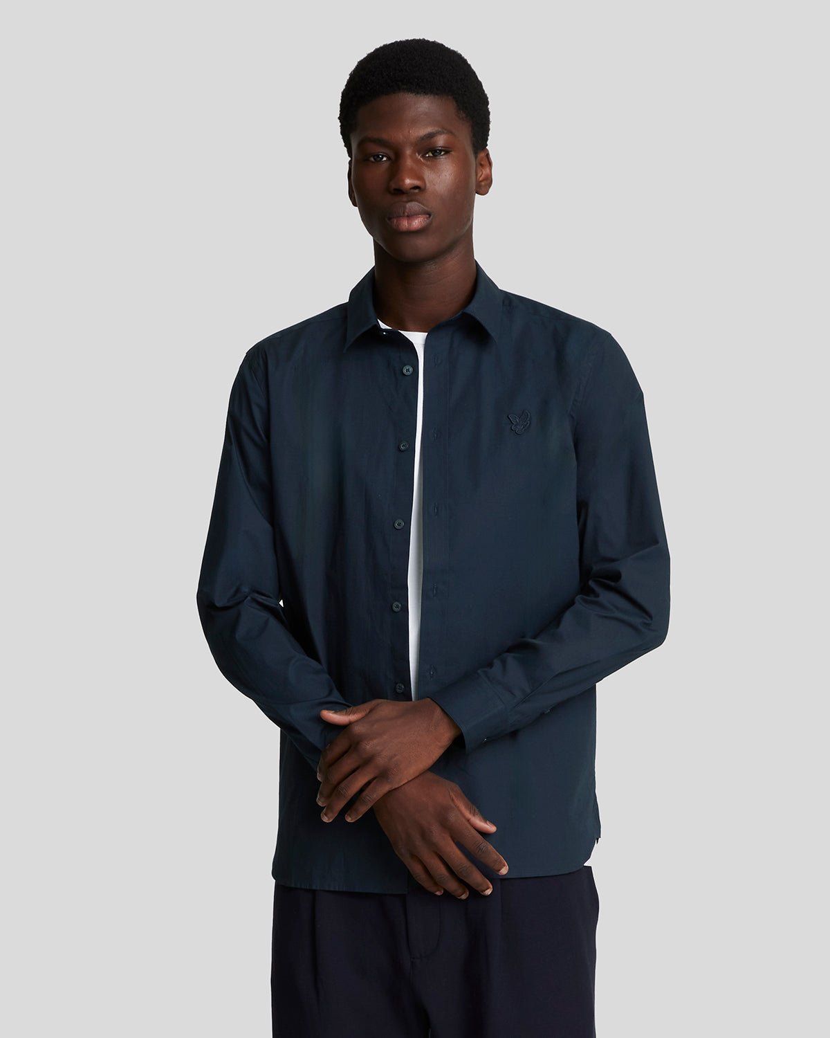 Lyle & Scott Popeline-Hemd aus Stretch-Stoff – Marineblau Image