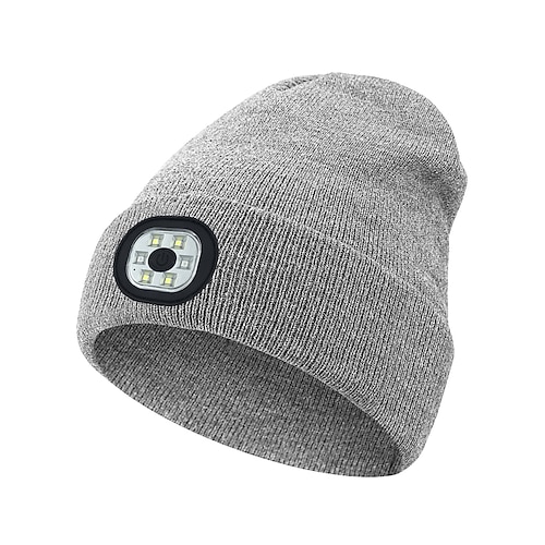 Cappello con faro lavorato a maglia, nuovo cappello con illuminazione natalizia a LED per esterni, ricaricabile tramite USB, alimentatore da 1,5-3 W, controllo tramite pulsante, ricarica di tipo C,