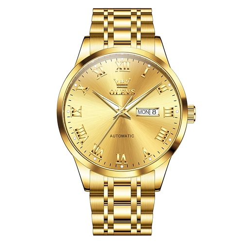 OLEVS orologio meccanico da uomo moda di lusso orologio da polso per affari orologio meccanico automatico impermeabile luminoso orologio in acciaio inossidabile orologio settimanale da uomo