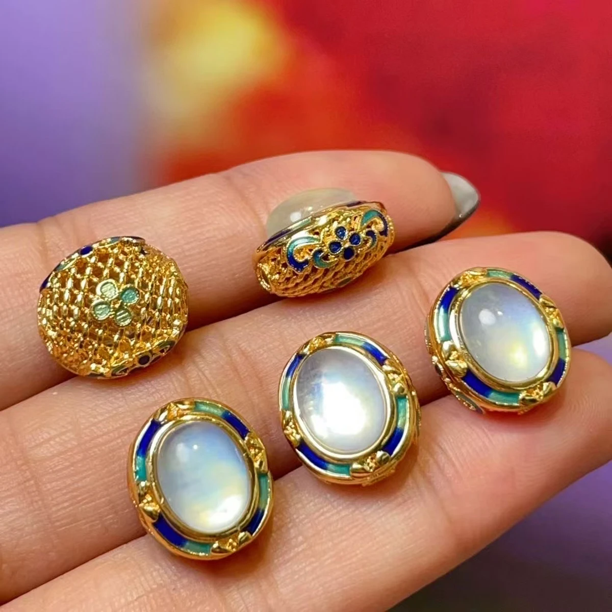 2 Stück/Set 12 x 13 mm ovale halbfertige Perlen Naturstein Aquamarin Perlen für Schmuckherstellung DIY Halskette Armband Zubehör Image