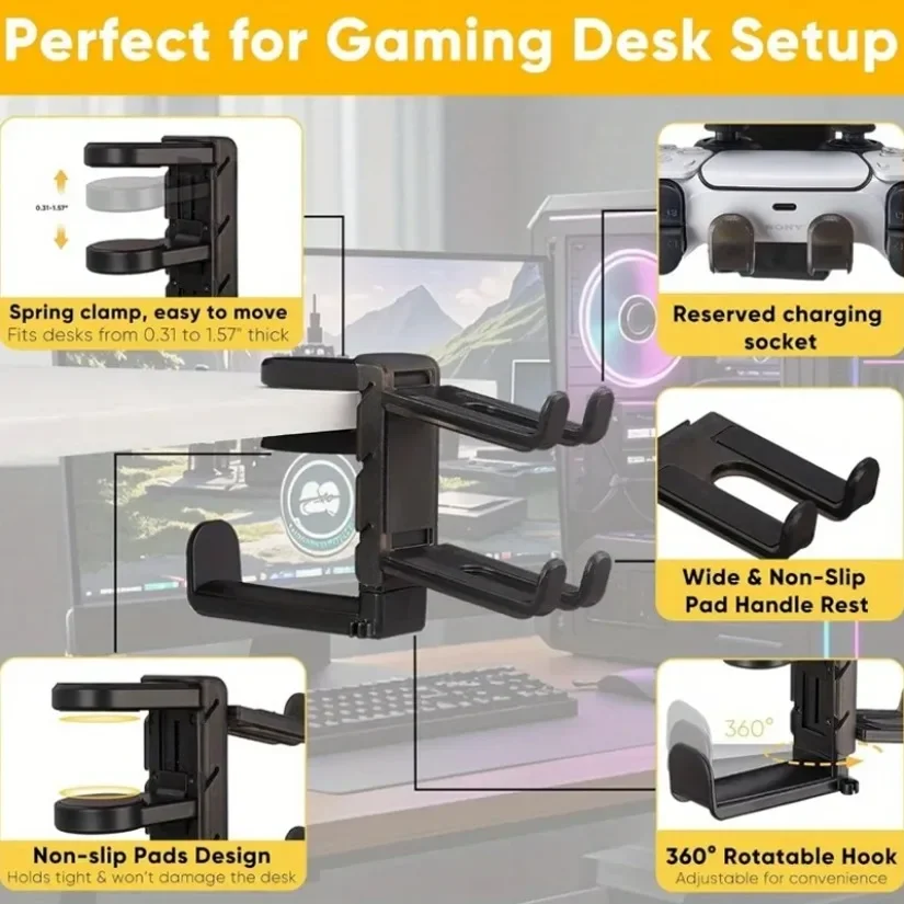 Gamepad Haken Halter Game Stand Organizer Clamp-on Desktop Kopfhörer Ständer für Sony PS5 PS4 X Box Nintendo Switch Controller