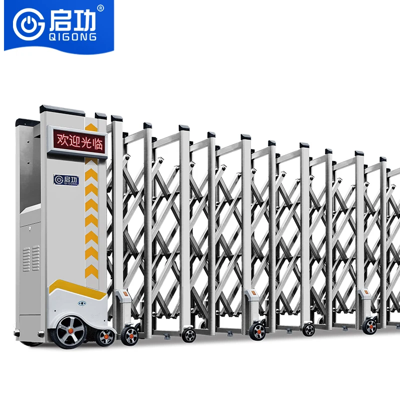 Luxuriöses, modernes, automatisch zusammenklappbares Auffahrtor aus geschmiedeter Aluminiumlegierung, einziehbares Tor für Hotels Image