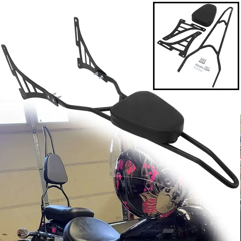 Motorrad Hinten Passagier Rückenlehne Schwarz Sissy Bar Abnehmbare Für Harley Sportster XL 1200 883X48 2004-2023 Zubehör Image
