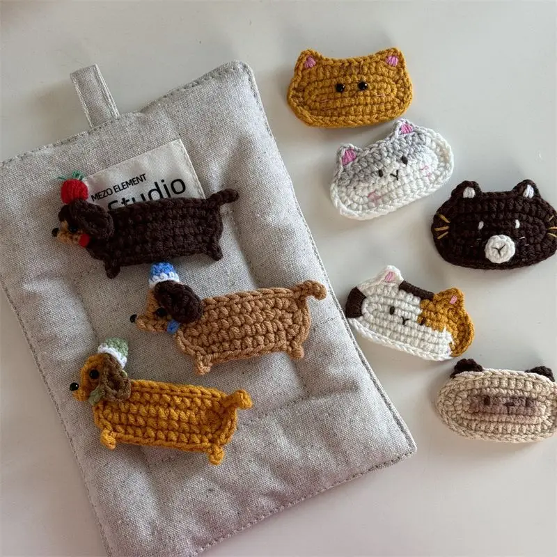 Gestrickte Häkel-Haarspange, niedlicher Cartoon-Hund, Kätzchen, Pony-Clip, Rand-Clip, Kinder-Haar-Accessoire, neues Kopf-Accessoire, modisch