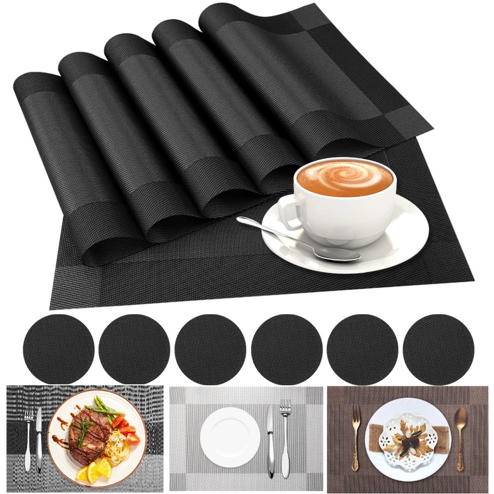 6-teiliges Tischset mit Untersetzer-Set, rutschfeste Schüsselunterlage, waschbar, PVC, hitzebeständig, Esstisch, Tischsets, moderne Heim-Party-Dekoration