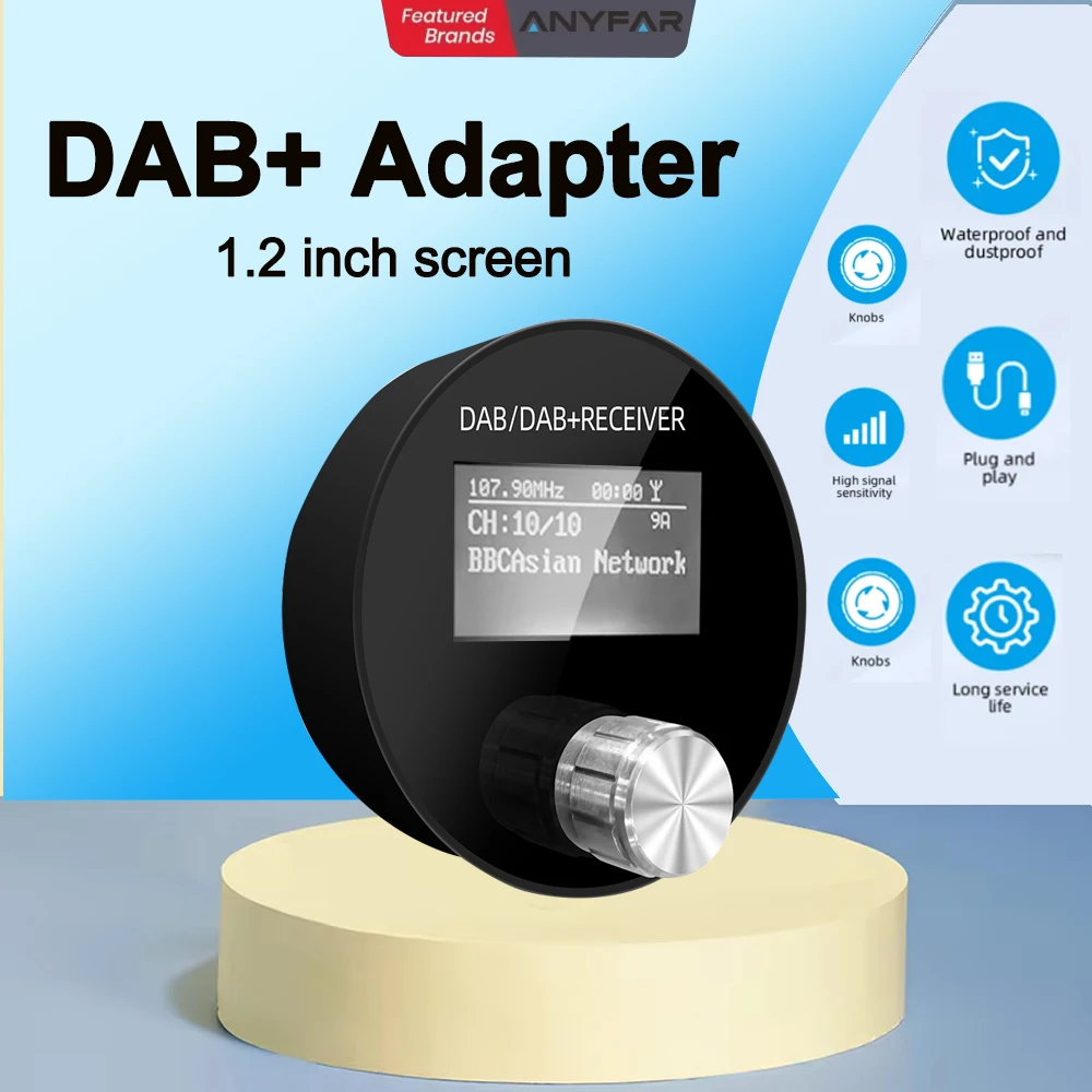 1,2 ZOLL Auto DAB/DAB + Radio Adapter Tragbare DAB Digital Radio FM Sender Musik Empfänger Unbegrenzte Voreinstellungen Image