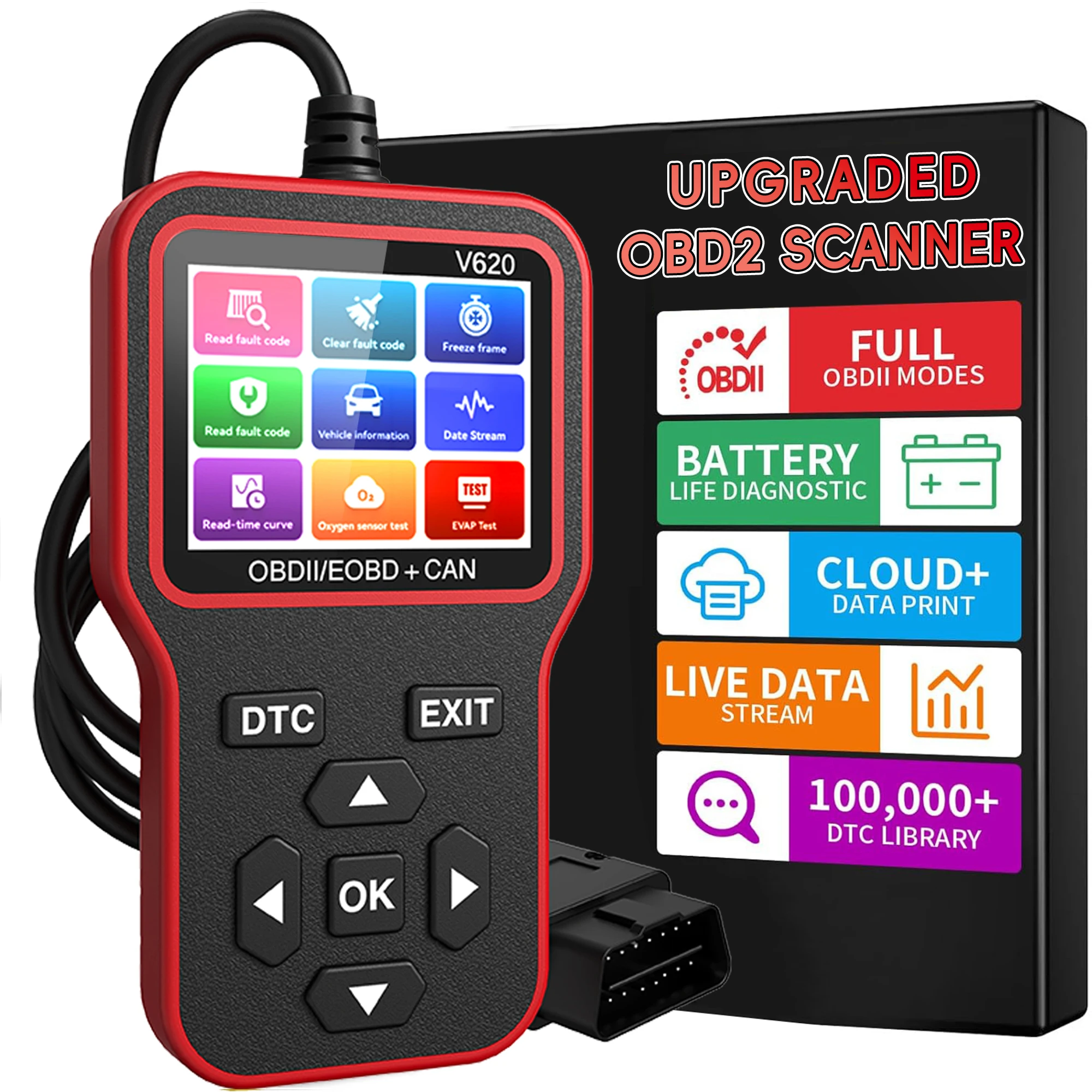 OBD2-Scanner-Diagnosetool. Überprüfen Sie das Lichtcode-Scanner-Tool für Motoren mit Reset, Datenstrom, I/M-Bereich, Auto- und LKW-Scan-Tool Image