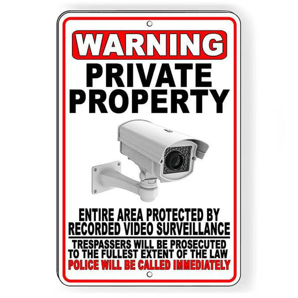 Private Property Videoüberwachungspolizei namens Schild, Sicherheitsbeschilderung, Property Protection, Professionelle Beschilderung, Warnung S Image