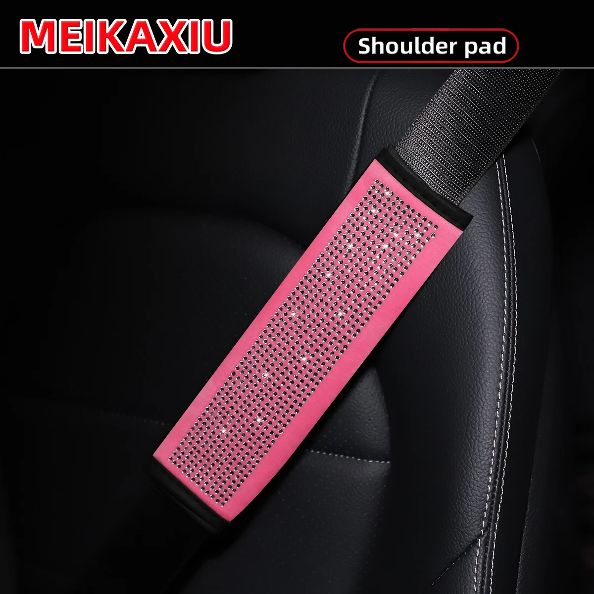 Diamantbesetzter, glänzender, glitzernder Autositzgurt-Schulterbezug aus Samt, universelles Ganzjahres-Modeaccessoire für Damen Image