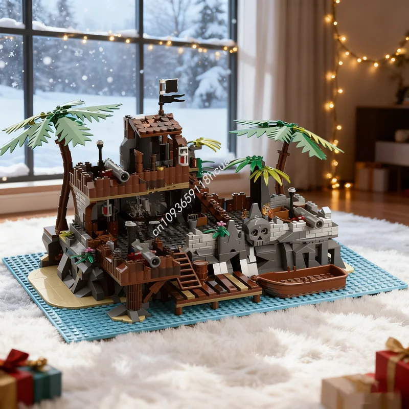 743 stücke MOC Karibik Outpost Piratesed Modell Bausteine Bau Weihnachten Geschenke DIY Spielzeug Kreative Idee Kinder Geburtstag Image