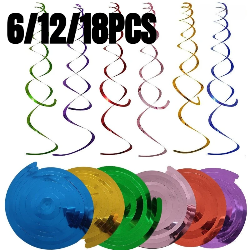 6/12/18PCS Multi Farbe Spirale Band Party Hängen Band Geburtstag Party Hochzeit Festival Feier Dekoration Band Image