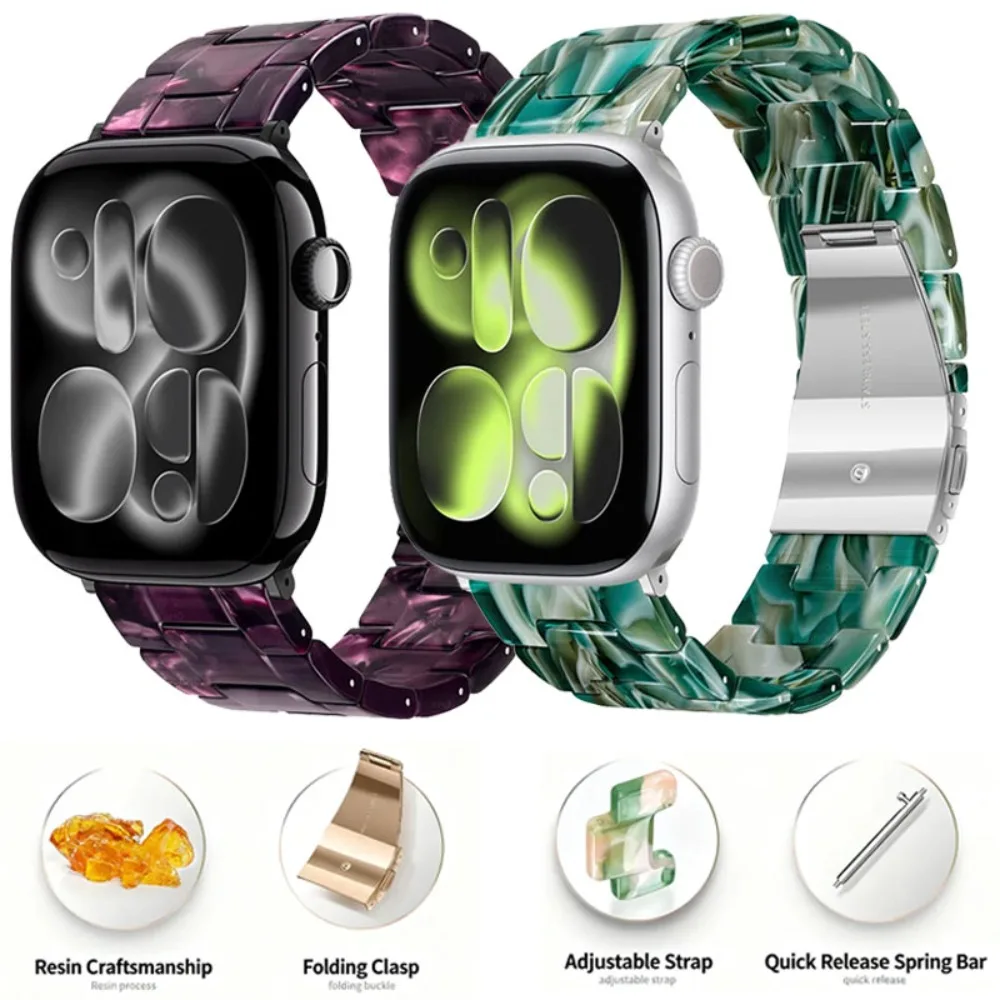 Harzarmband für Apple Watch Ultra 3 2 1 49 mm 11 10 42 mm 46 mm Luxus-Gliederarmband Armband iwatch 9 7 8 6 5 SE3 45/41 mm 40/44 mm Image