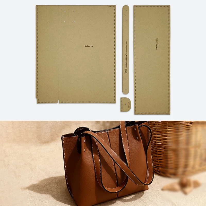 YOMDID 4 Stück handgefertigte Leder-Umhängetasche, Pendlertasche, Design, Nähmuster, Vorlage, DIY-Einkaufstasche, Herstellung von Kraftpapier-Vorlage Image