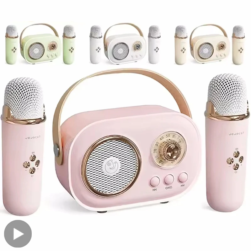 Karaoke Drahtlose Tragbare Bluetooth Lautsprecher Mit Mikrofon Radio FM Maschine Mini Musik Sound Box Caixa De Som Kleine MP3 Spalte Image