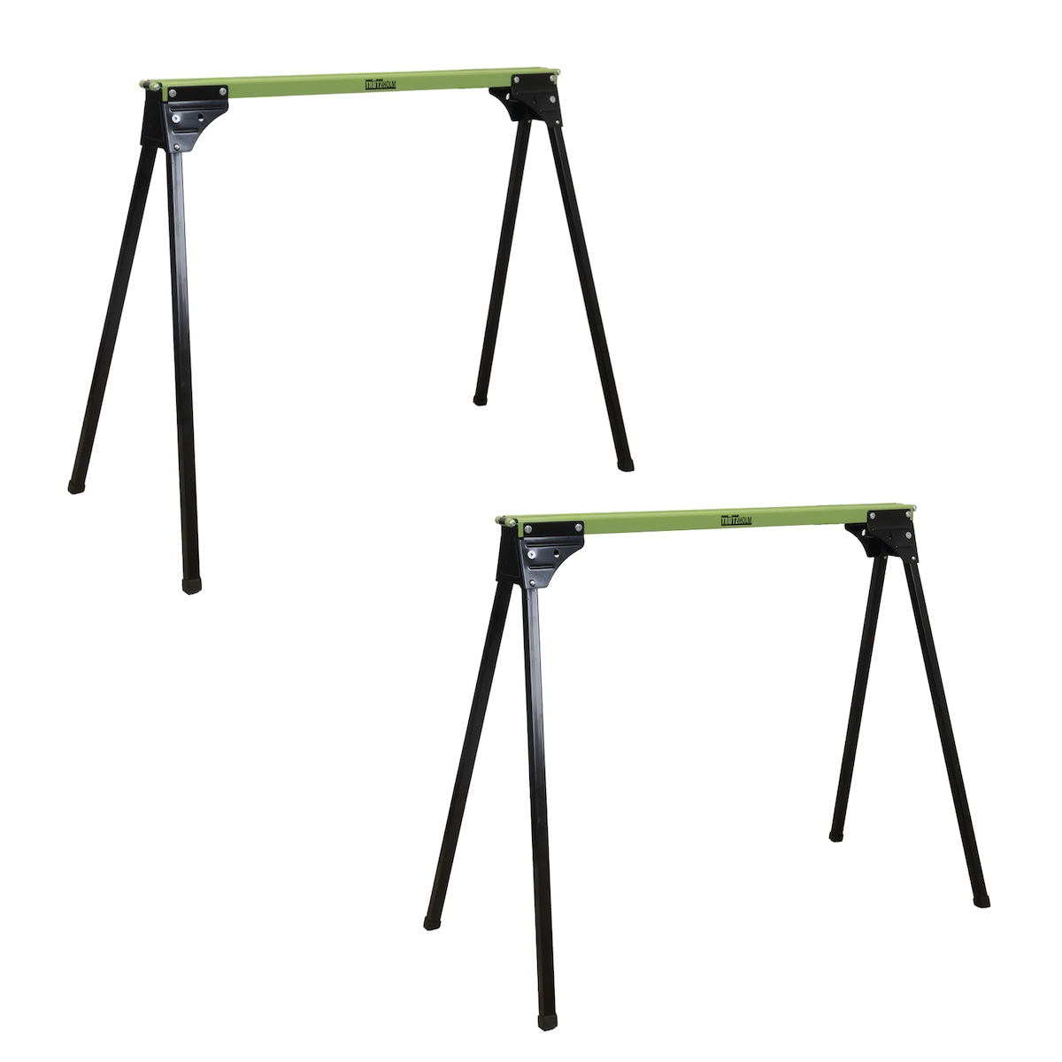 2x Arbeitsbock klappbar bis 1000 kg Stahl pulverbeschichtet grün schwarz Gerüstbock Unterstellbock Image