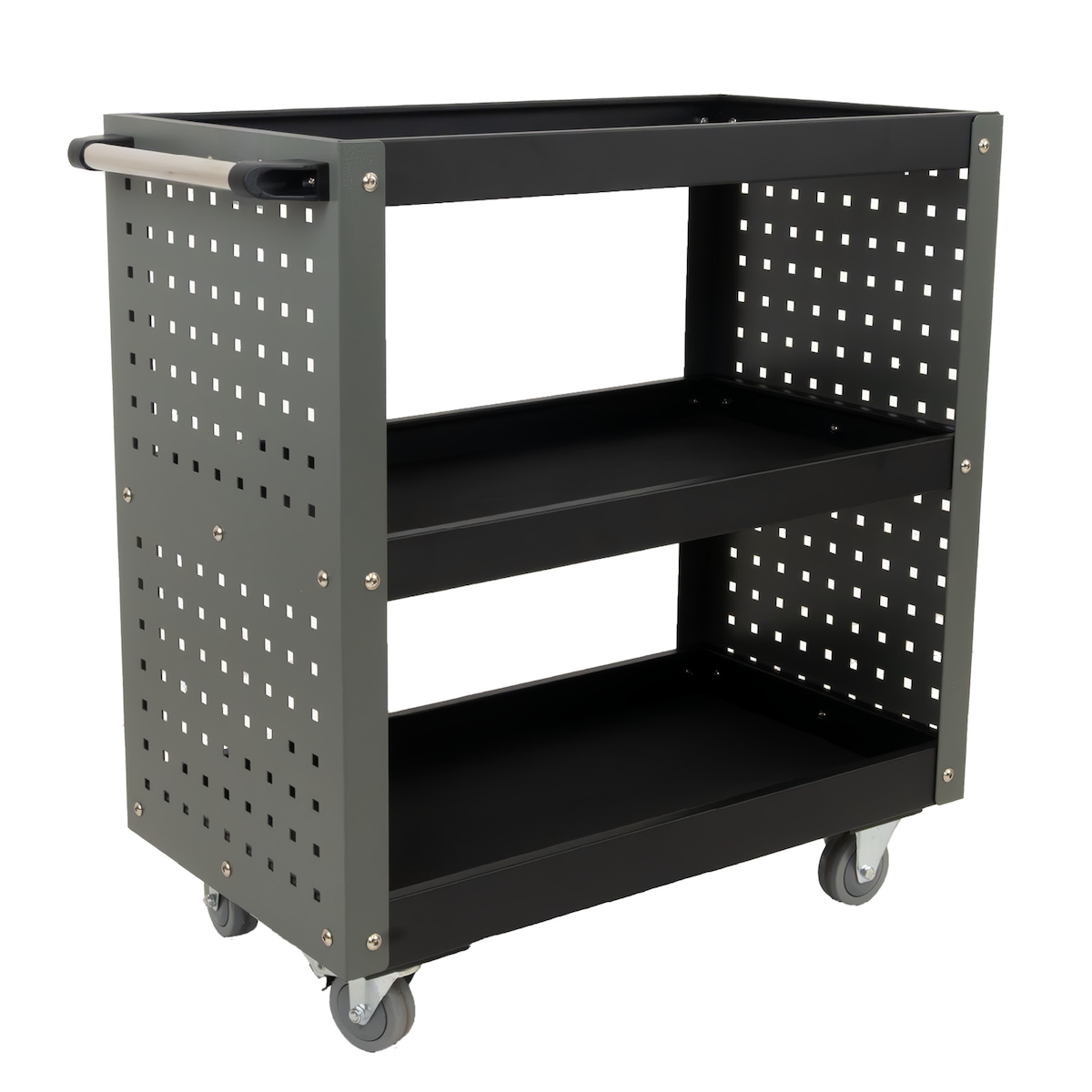 Werkstattwagen 3 Etagen Stahl grau Werkzeugwagen 70x39x79 cm auf Rollen bis 300 kg Tragkraft Image