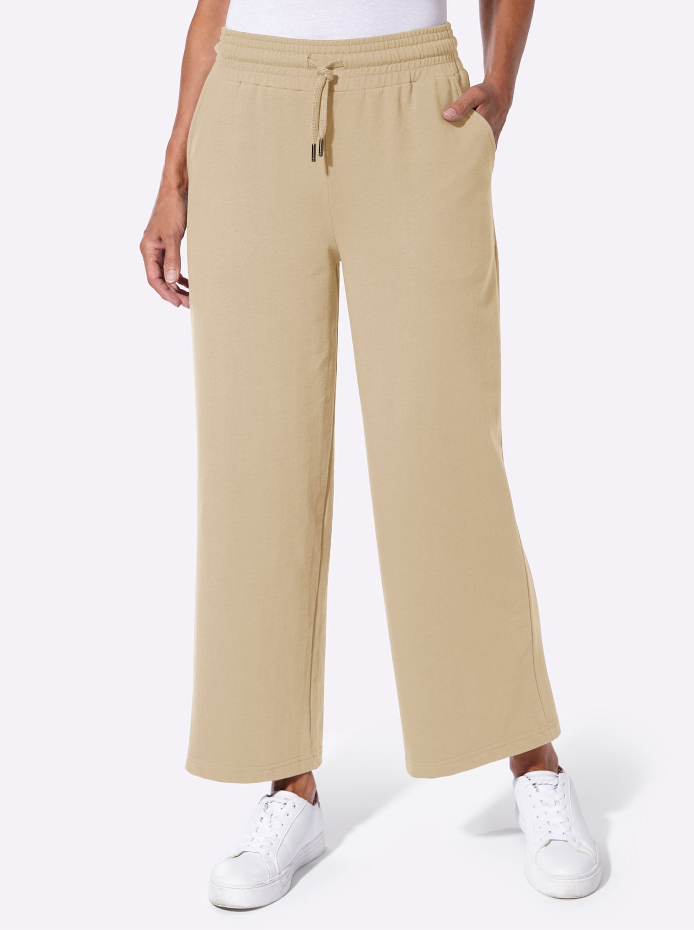 Sweathose CASUAL LOOKS, Damen, Gr. 52, Normalgrößen, beige, 50% Baumwolle, 50% Polyester, unifarben, Hosen Sweathose