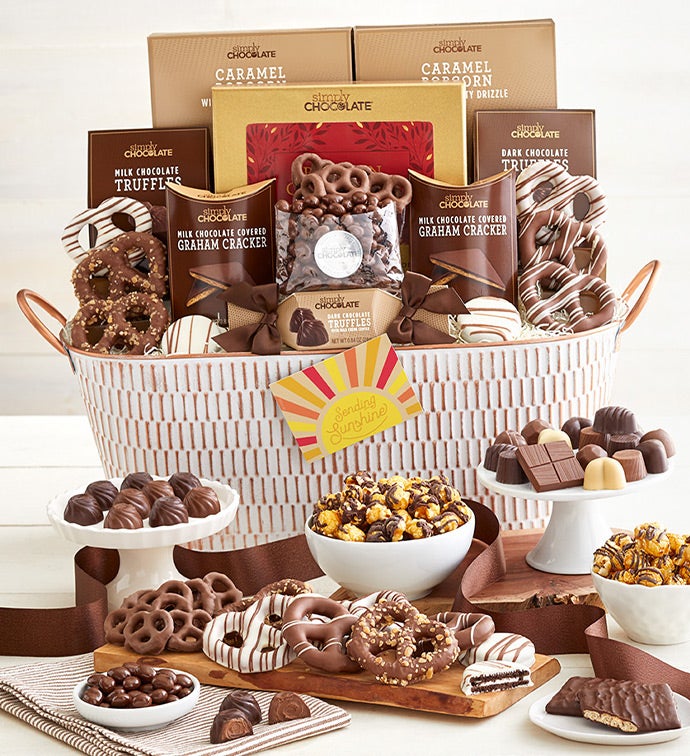 Get Well Snacking Favorites Basket-Supreme, Family Item Food Gourmet Candy Confections Chocolate by Simply Chocolate