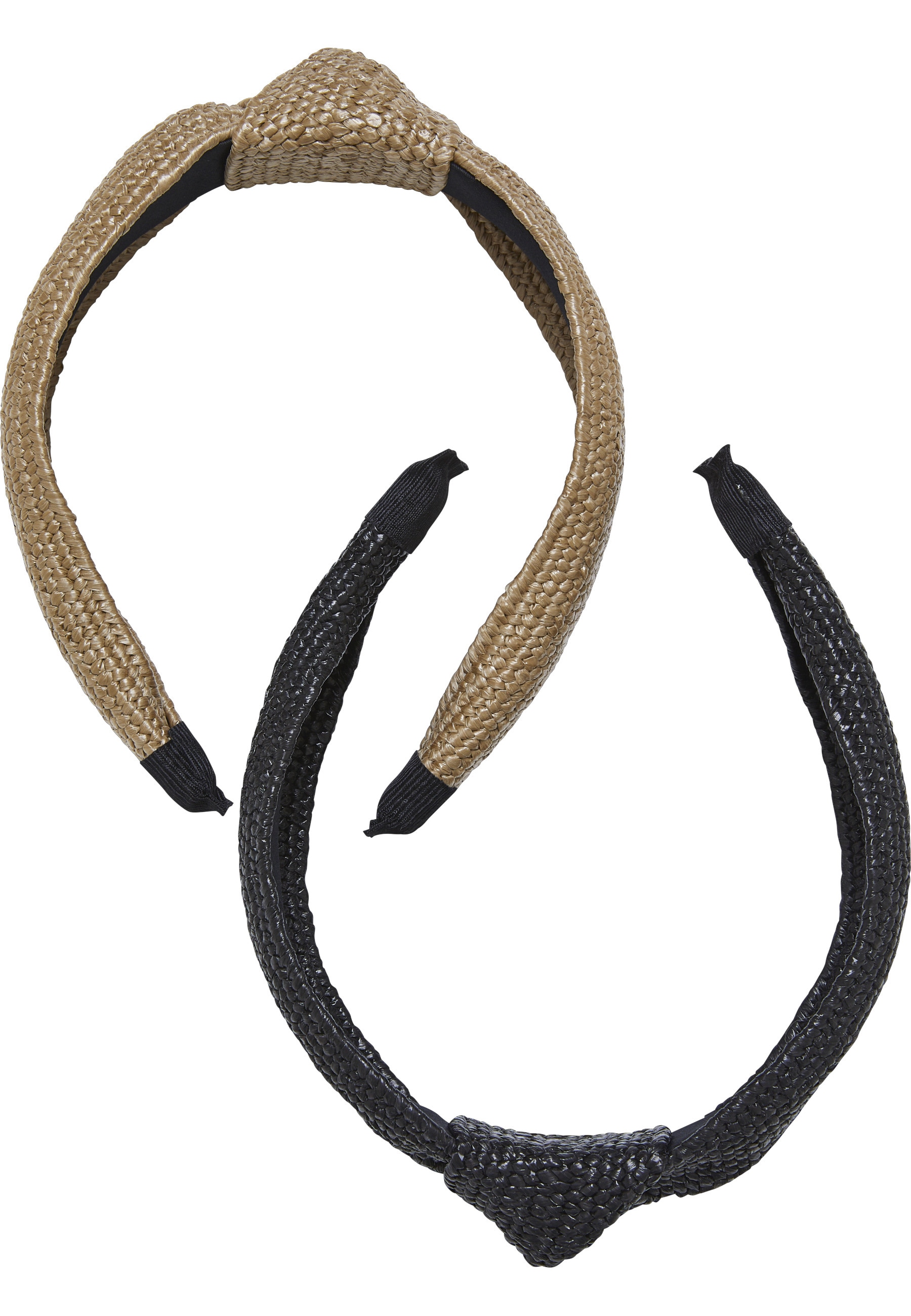 Loop URBAN CLASSICS "Urban Classics Unisex Braid Bast Headband 2-Pack", Damen, Gr. onesize, schwarz, beige, 80% Kunststoff, 20% Polyester, unifarben, Modetücher Loop Image
