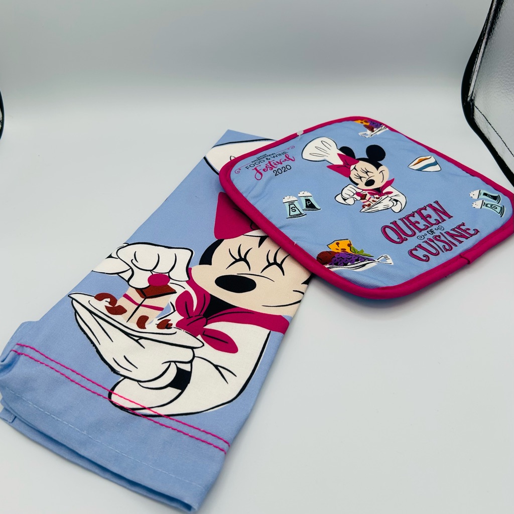 Disney Kitchen | Disney Minnie Mouse Pot Holder And Hand Towel Kitchen Set Queen Of Cuisine | Color: Blue/Pink | Size: Os