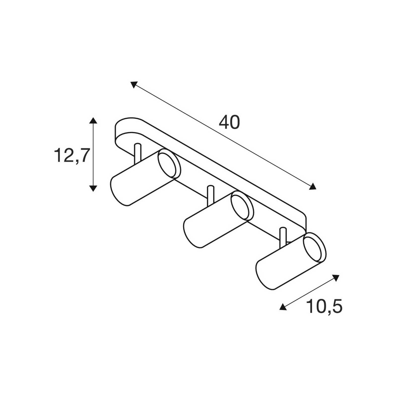 SLV LED-Deckenstrahler Noblo, 2.700 K, schwarz, Länge 40 cm dimmbar, schwarz, für Wohn- / Esszimmer, Aluminium, Modern, LED Deckenlampe