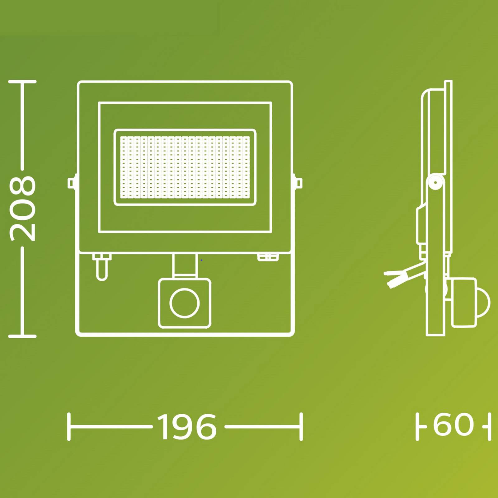 Philips LED-Außenstrahler Lois UE Sensor, 24 W, 5.000 K IP65 flood, schwarz, Aluminium, LED Außenleuchte