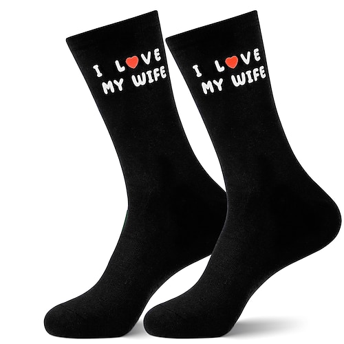 Chaussettes en coton assorties pour couples, cadeau romantique pour la Saint-Valentin, chaussettes confortables pour mari et femme, cadeau d
