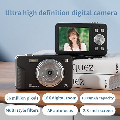 Appareil photo numérique Écran IPS 2,8 pouces HD avec mise au point automatique Photo et vidéo Appareil photo numérique portable pour étudiants Cadeau de la Saint-Valentin