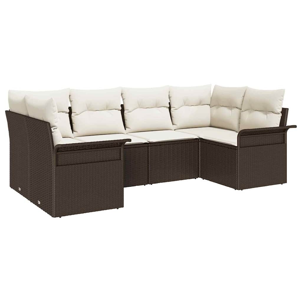 vidaXL Garten-Sofa-Set mit Kissen mit Speicher 6 pcs Braun Poly Rattan Image