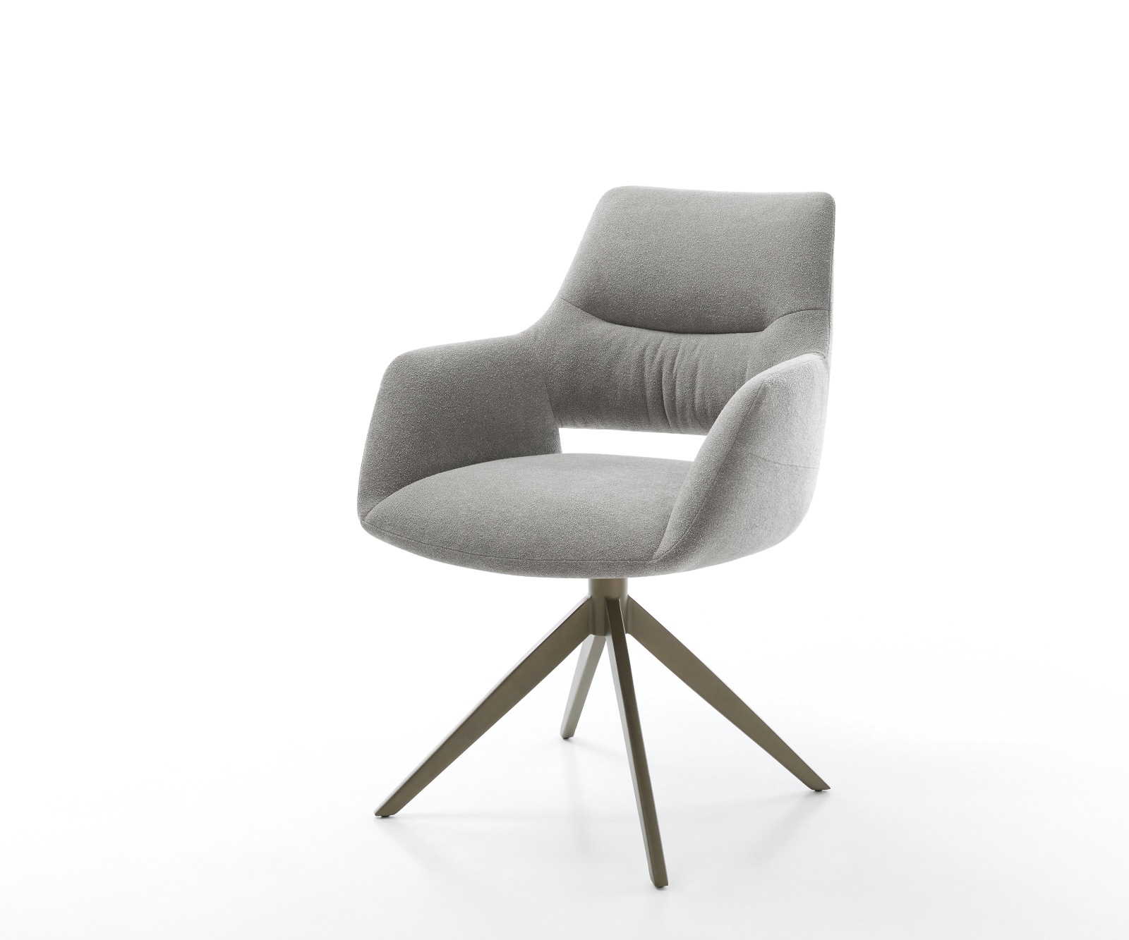 DELIFE Drehstuhl Yago-Flex mit Armlehnen Strukturstoff Soft Grau Kreuzgestell breit Effektfinish Titan 360° drehbar Wippfunktion Taschenfederkern, Esszimmerstühle Image