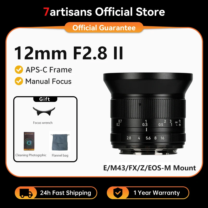 7artisans 12mm F2.8 II APS-C Manueller Fokus Ultraweitwinkel-Objektiv für Sony E Alpha 6700 ZV-E10 Fuji XF X-T50 X-T30 III Anschluss Image
