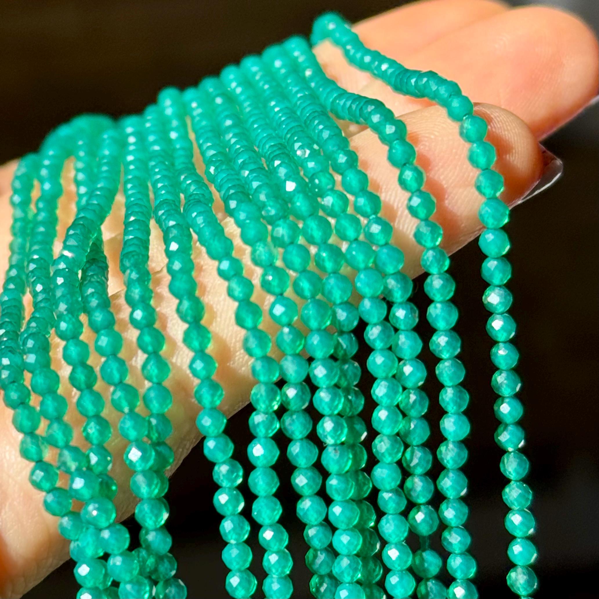 Perline di onice verde, 2,2 mm - 2,5 mm, Perline di pietre preziose da 2 mm, Perline di pietre preziose da 2 mm, Piccole pietre preziose, Perline di p