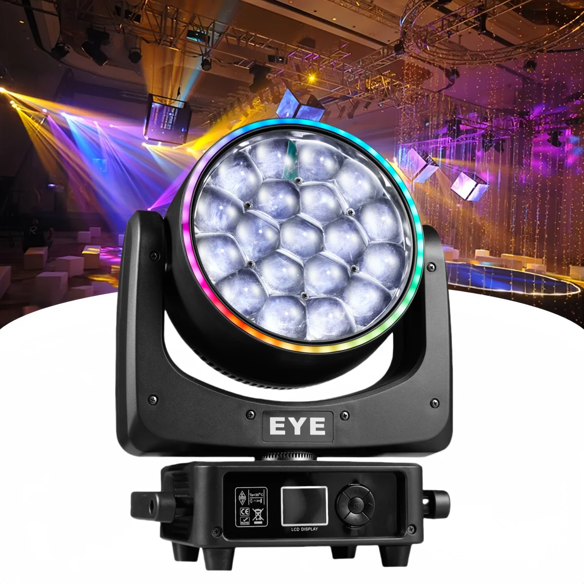 2 stücke Mini 19x25W RGBW 4in1 Scheinwerfer Waschen/Strahl/Zoom, professionelle DJ/Bar Big Bee Eye LED Moving Head Disco Strobe Bühne Lichter Image