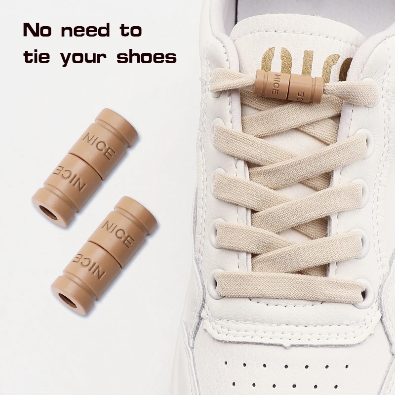 Runde Schnürsenkel mit Metallschnalle, elastische Schnürsenkel ohne Schnürsenkel für Sneakers, flache Schuhe – leicht zu tragendes Schuhzubehör für Kinder und Erwachsene, 1 Paar Image