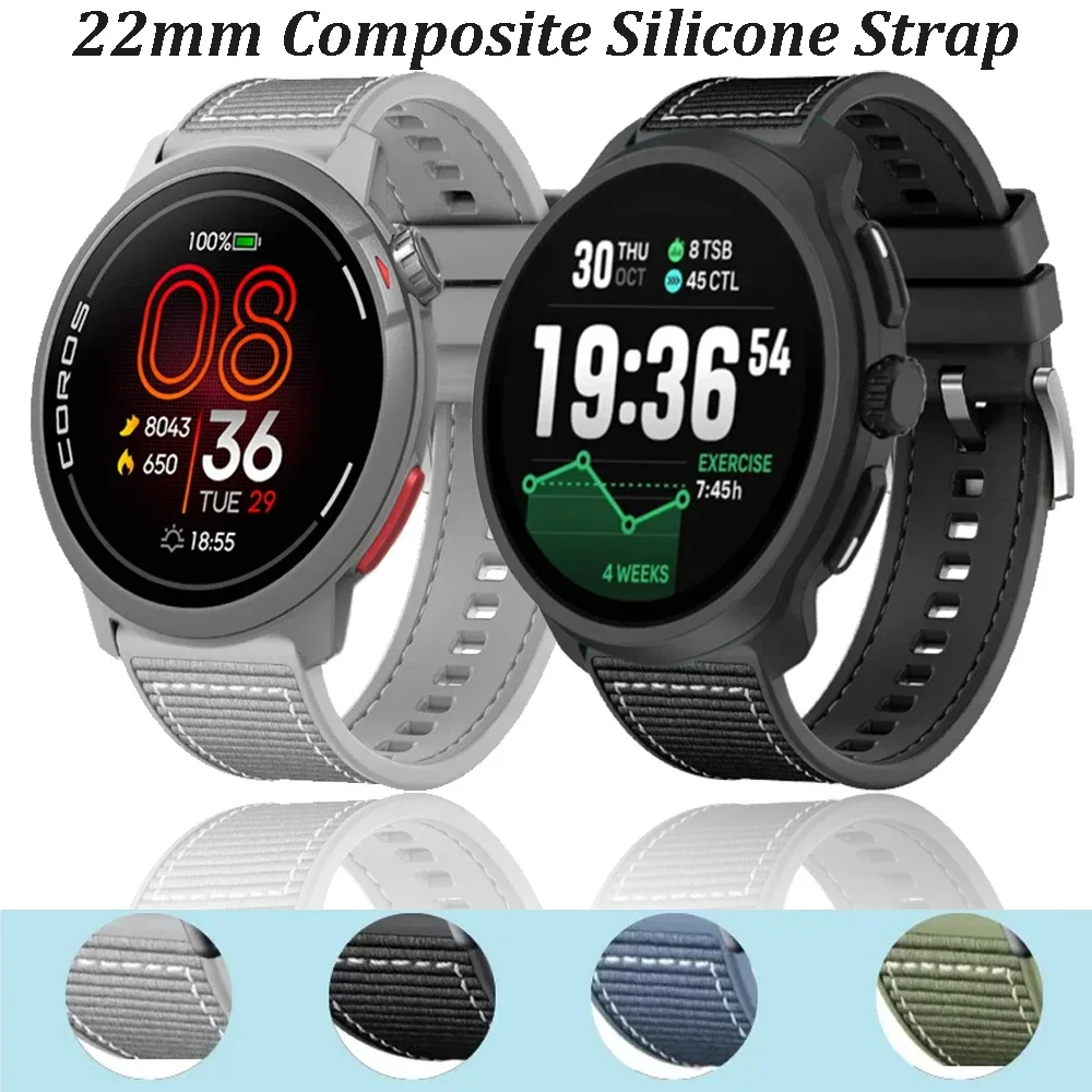 22mm Verbund Silikon Armband Für COROS APEX 46mm PACE Pro/3 CMF Uhr 3-2-1 Pro Armband Für Suunto 9-5 Peak Ocean/Run Correa Image