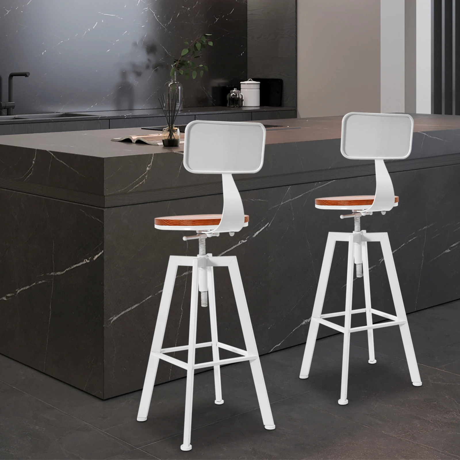 2-teiliger, höhenverstellbarer Barhocker, moderner Thekenstuhl mit Tragfähigkeit und Fußstütze für den Einsatz in der Küche, im Bar, im Café