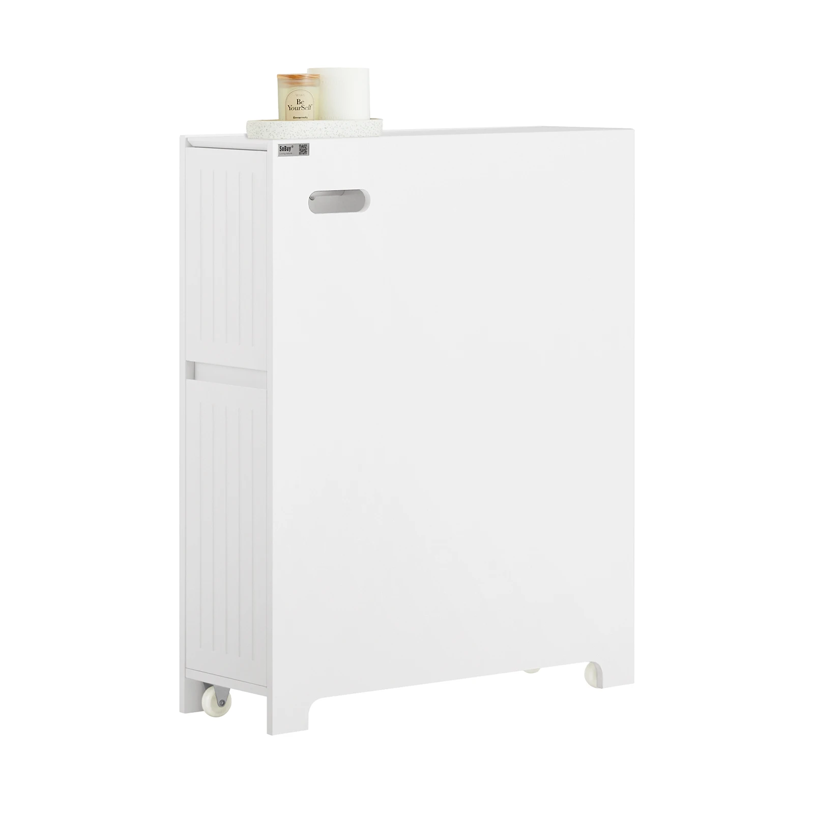 SoBuy BZR111-W Nischenregal 20cm mit Rollen Küchenregal Nischenwagen schmales Regal Badmöbel Weiß BHT ca. 20x75x60cm Image