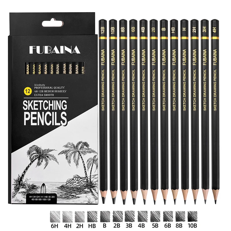 Professionelles Zeichen- und Skizzierbleistift-Set, 12-teilige Kunstbleistifte, Graphit-Schattierstifte für Anfänger und professionelle Künstler Image