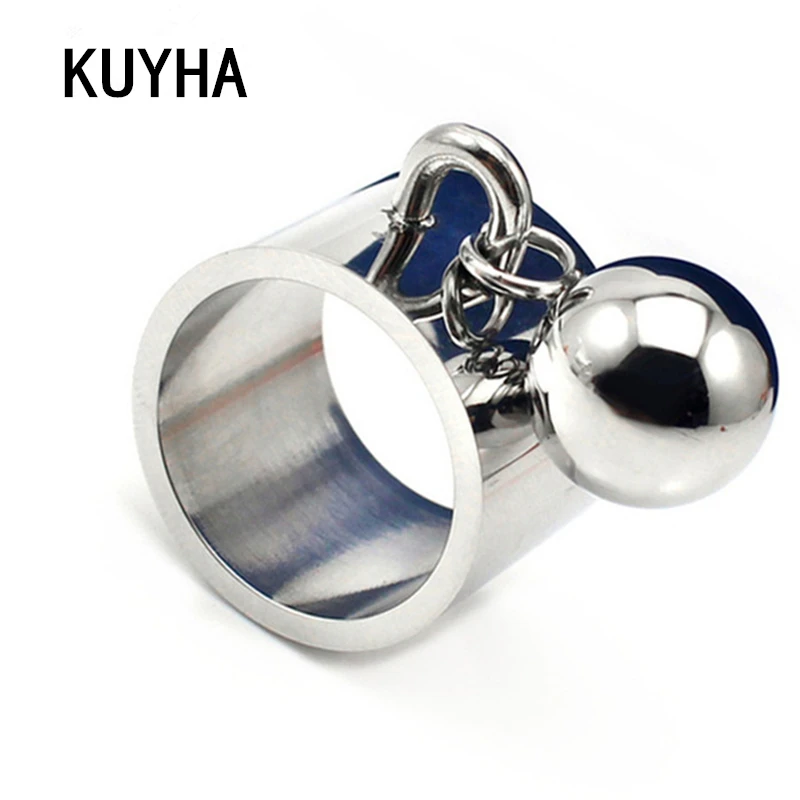Charm Rings Jewelry with Sphere Round Pendant Personality Unique Punk party Disco Stainless Steel Metal Ball Ring for Women Image
