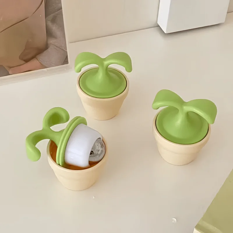 1-teiliges pflanzenförmiges manuelles Massagegerät, tragbarer Rollball für Gesicht, Augen, Nacken und Schulter – süßes Blumendesign mit Akupressur Image