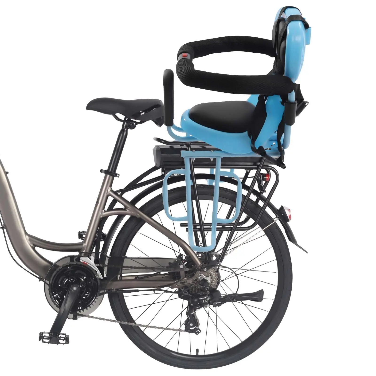 Minrs Fahrrad-Kindersitz Rear, Fahrrad-Kindersitz mit Sicherheitsgurt, abnehmbarer Sitz, Tani U-Estiamige Geländer, Fußstützenh