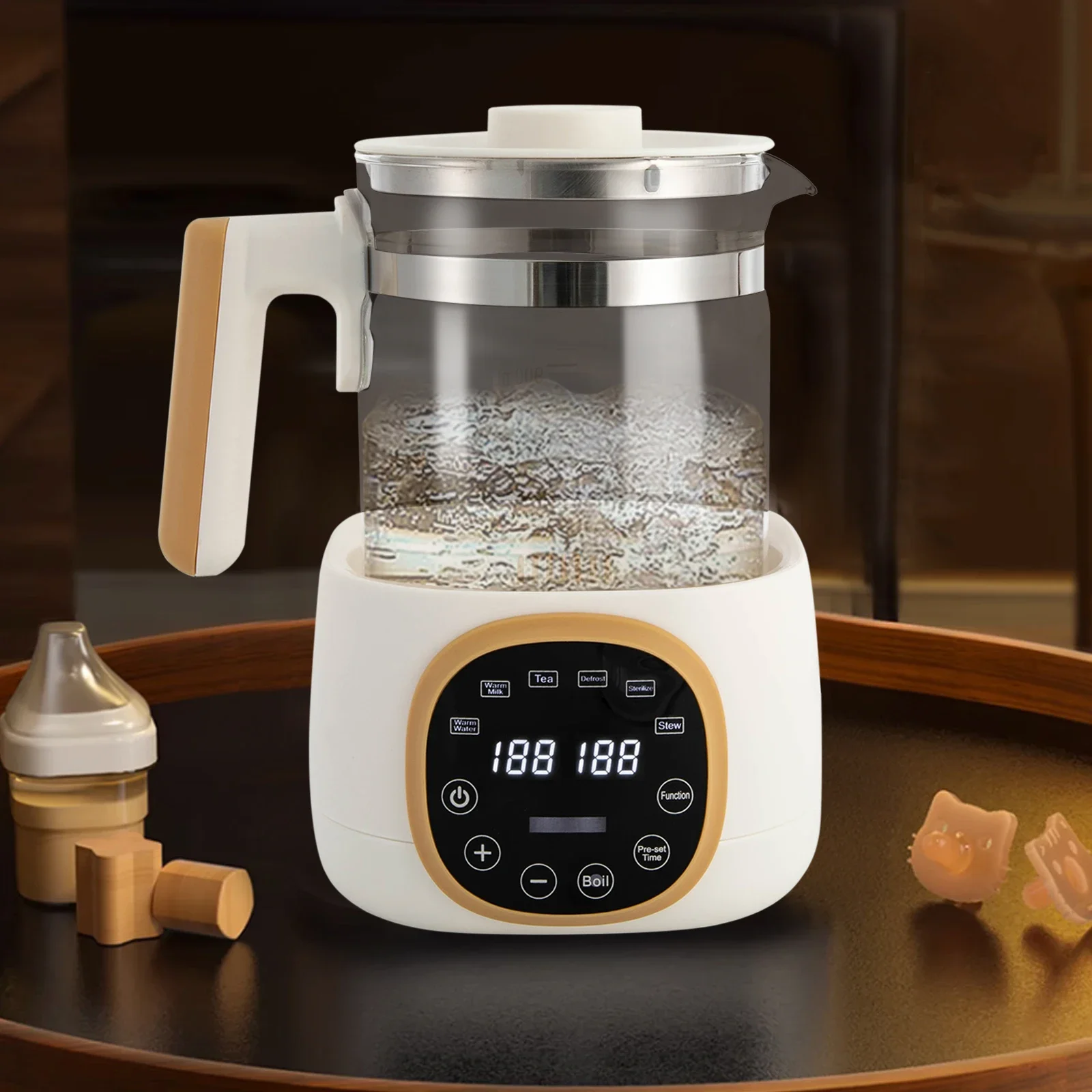 1,3-Liter-Flaschenwärmer, Baby-Wasserkocher mit Temperatureinstellung, 72-Stunden-Thermostat, flaschenfertig, tragbarer Babynahrungswärmer Image