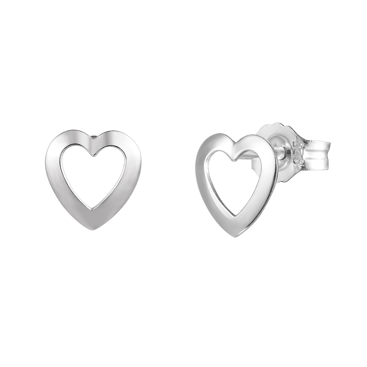 The Jewellery Stockroom Womens Sterling Silver Heart Outline Stud Earrings - One Size | The Jewellery Stockroom Sale | Discount Designer Brands